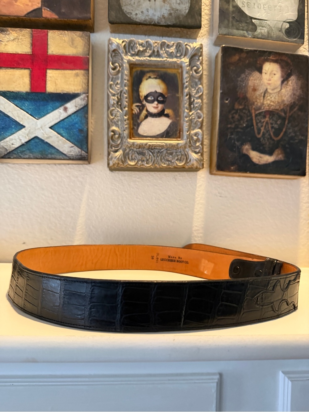 Lucchese BL991 Black Exotic Leather Belt Strap Size 36 – Strap Only